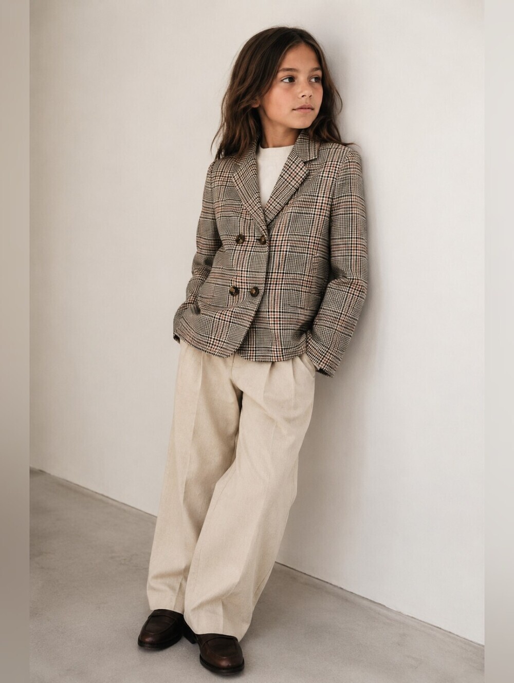 Rylee + Cru Girls Plaid Double Breasted Blazer 10-12Y Academia Preppy Jacket